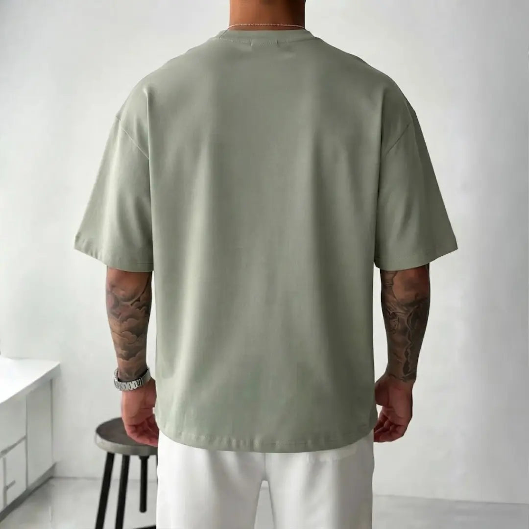 Men's Sage Green Graphic Cotton T-Shirt
