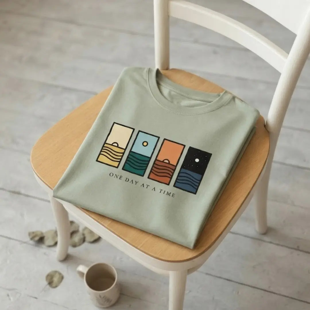 Men's Sage Green Graphic Cotton T-Shirt