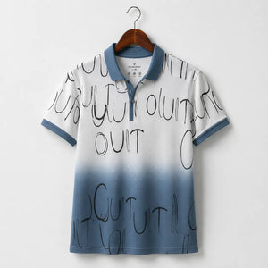 Men's Printed Polo Neck Polyester T-Shirt