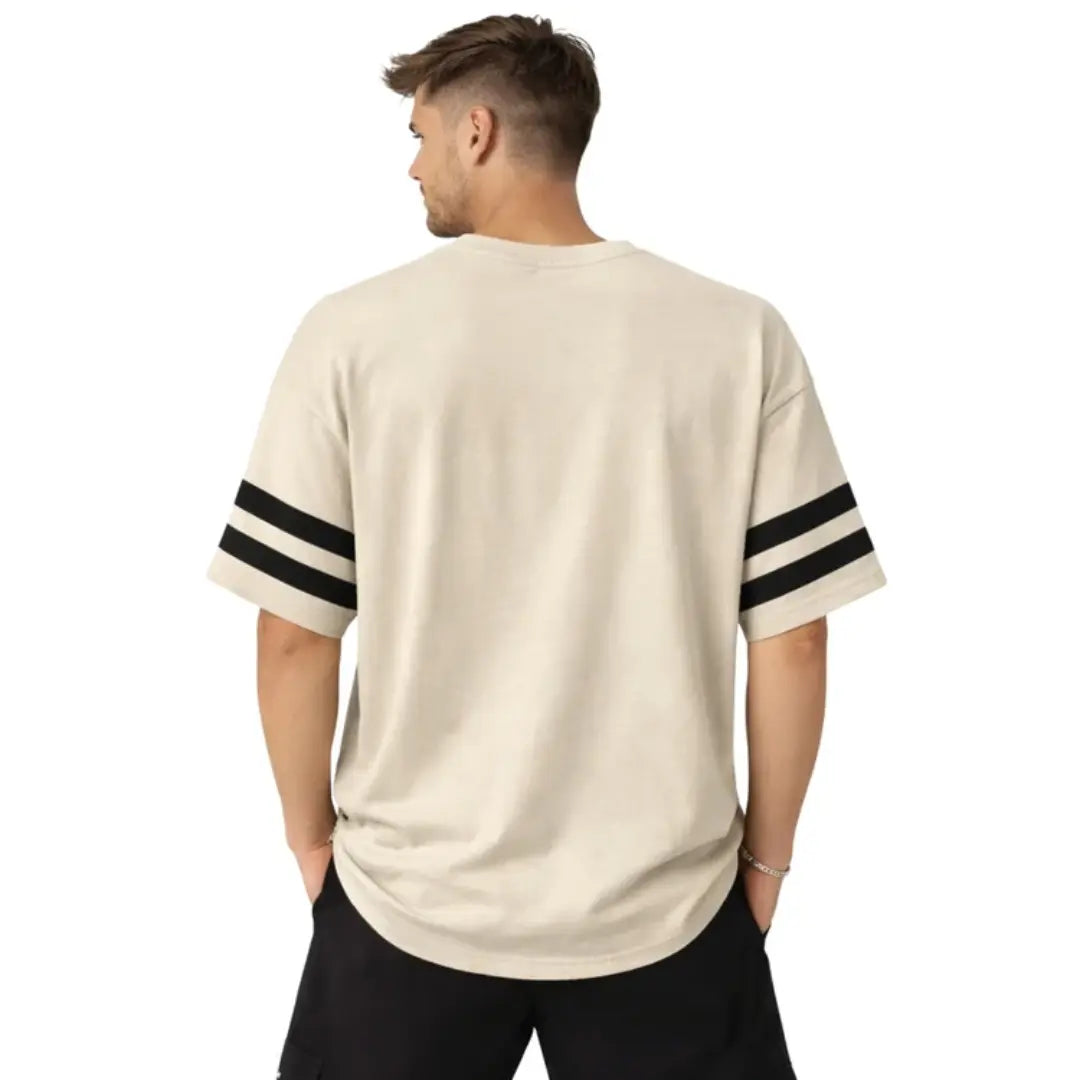 Graphic Printed Drop Shoulder T-Shirt – Beige