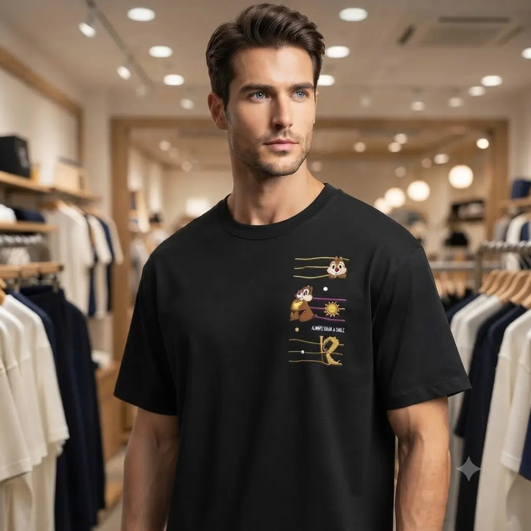 Men's Little Squirrel Graphic Cotton T-Shirt