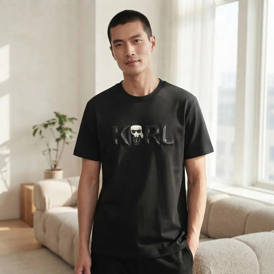 Karl Lagerfeld Embossed Logo Black T-Shirt