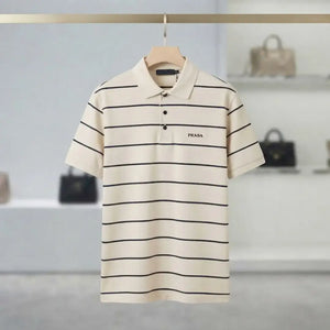 Beige MAN Linen Blended Short Sleeve Polo T-Shirt