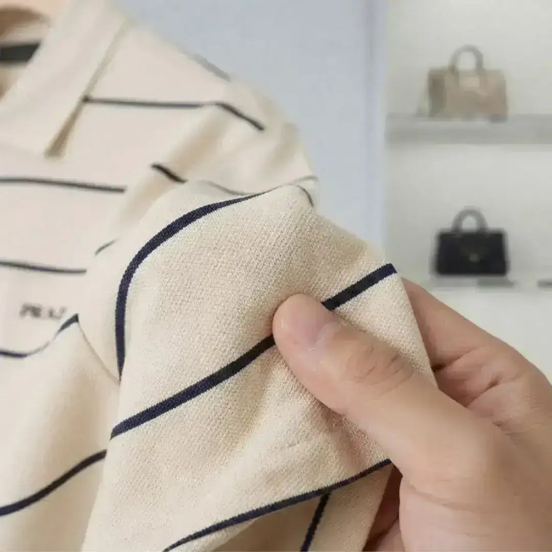Beige MAN Linen Blended Short Sleeve Polo T-Shirt