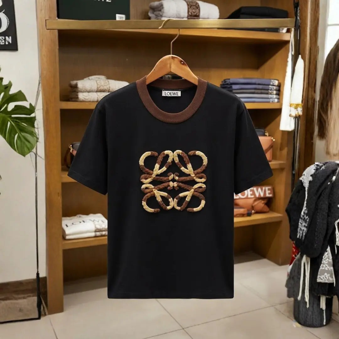 Men's Black Rope Logo Graphic Crew Neck T-Shirt
