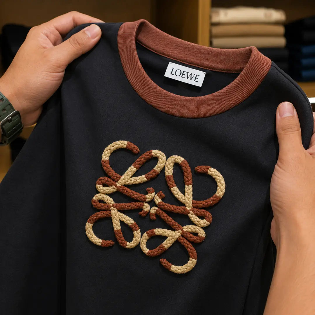 Men's Black Rope Logo Graphic Crew Neck T-Shirt