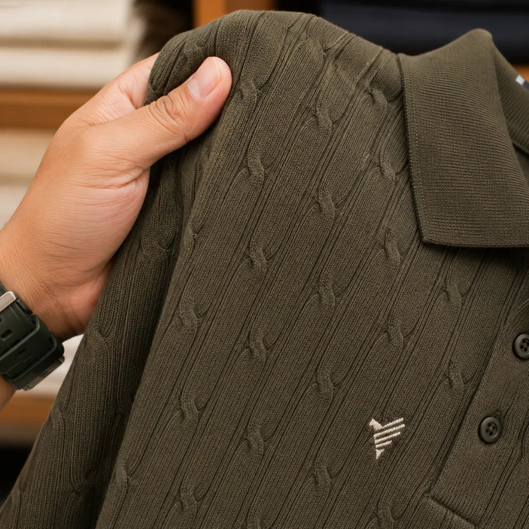 Olive Green Cable Knit POLO