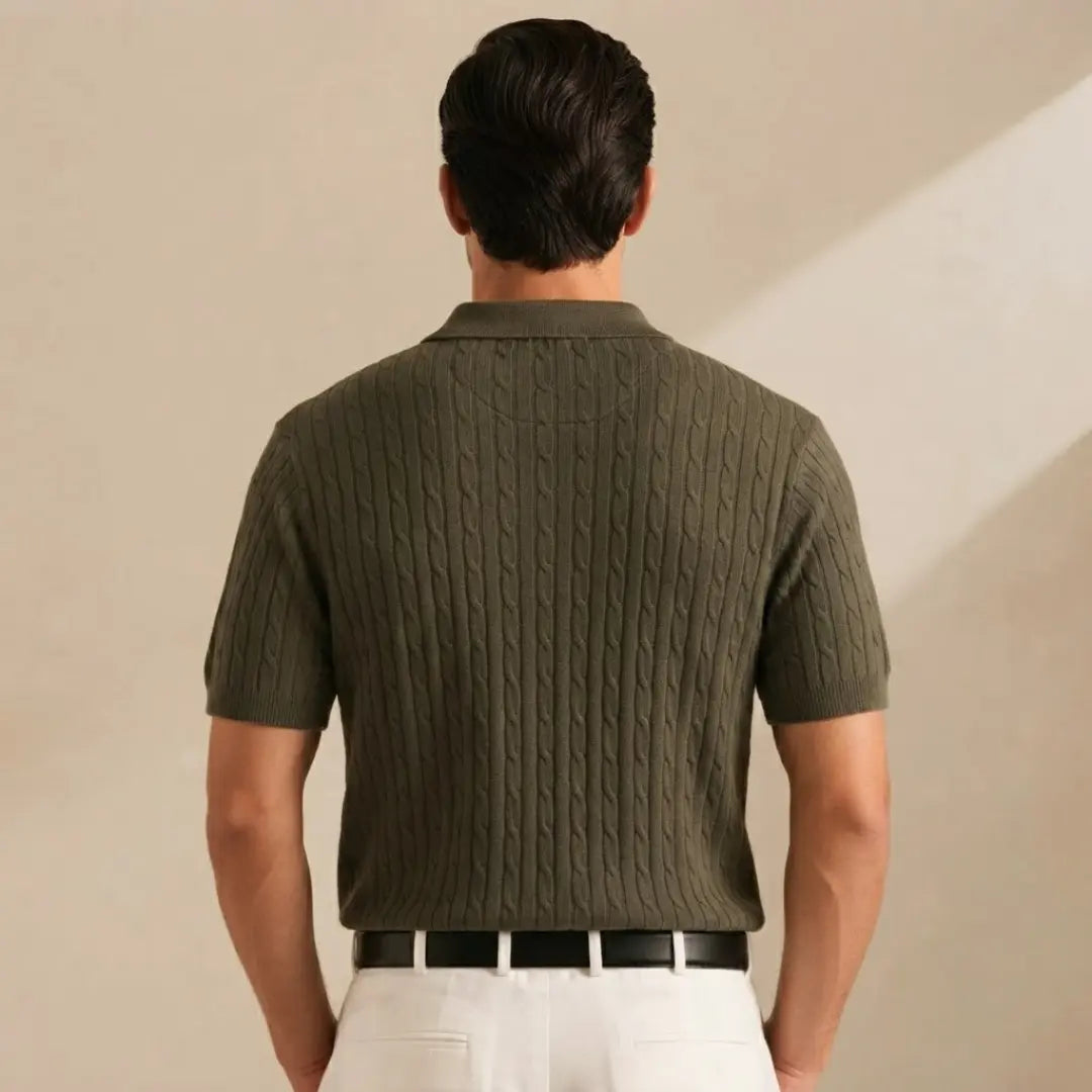 Olive Green Cable Knit POLO