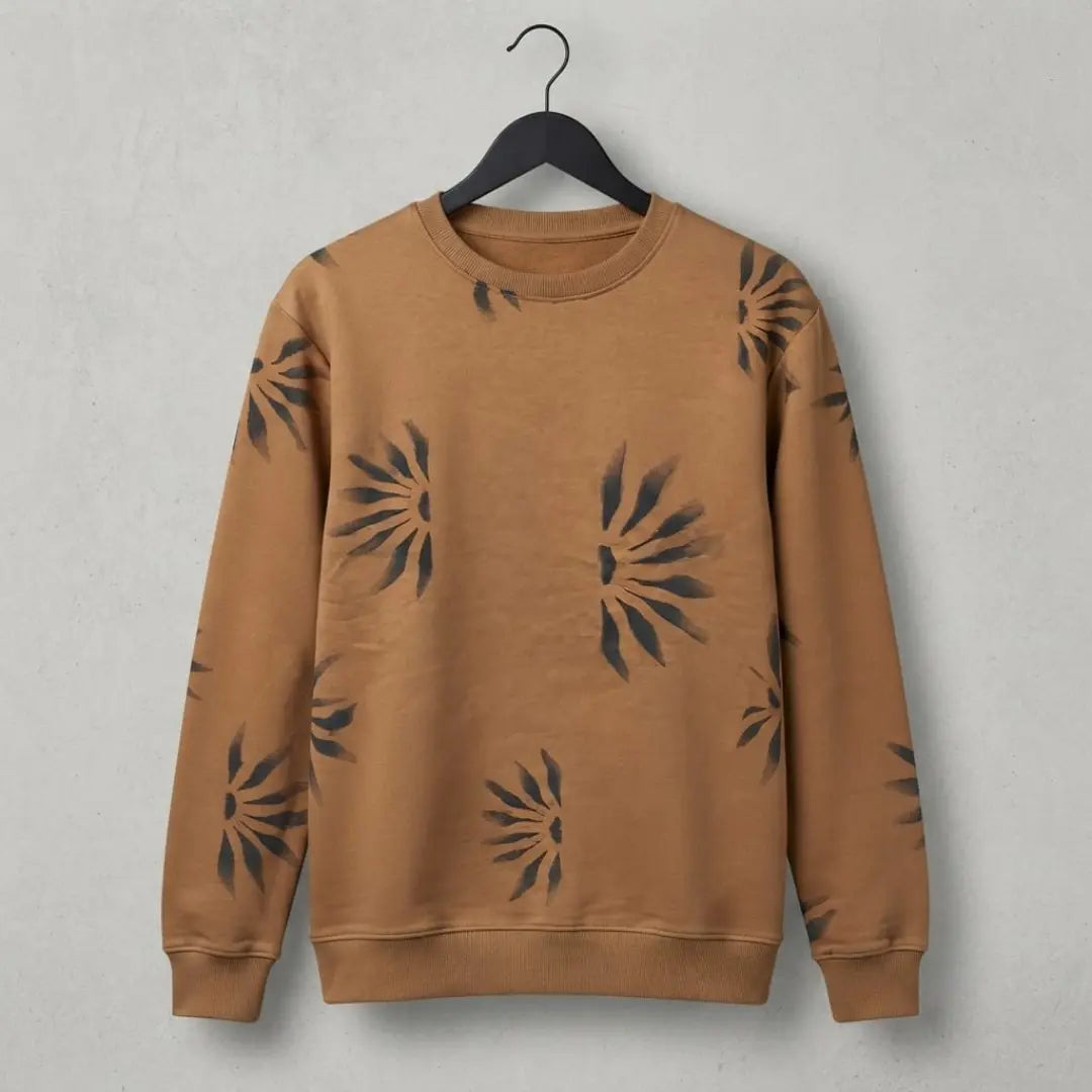 White Sunburst Pattern Long-Sleeve Sweatshirt