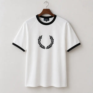 Men's White Laurel Wreath Ringer T-Shirt