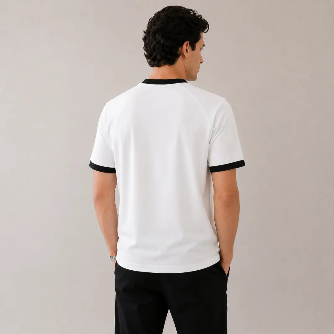 Men's White Laurel Wreath Ringer T-Shirt