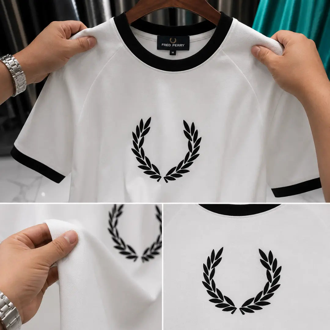 Men's White Laurel Wreath Ringer T-Shirt