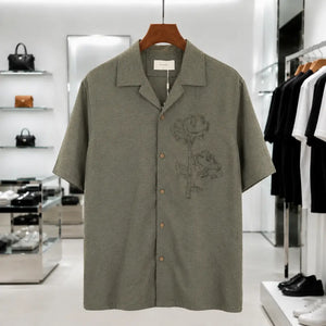 Olive Garden Embroidered Cuban Collar Shirt