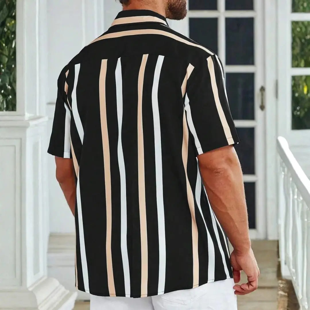Super Slim Fit Striped Ribbed Collar Casual Shirt