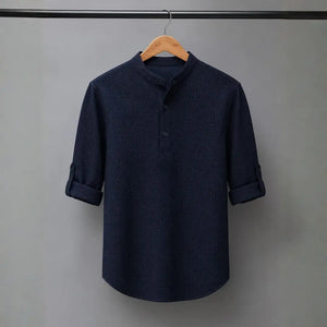 Men's Navy Blue Textured Casual Shirt