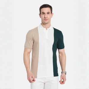 Men's Colourblocked Polo Collar T-Shirt